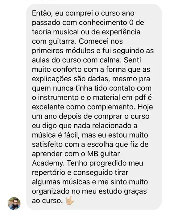 Mensagem real de aluno de Marcelo Barbosa sobre o curso
