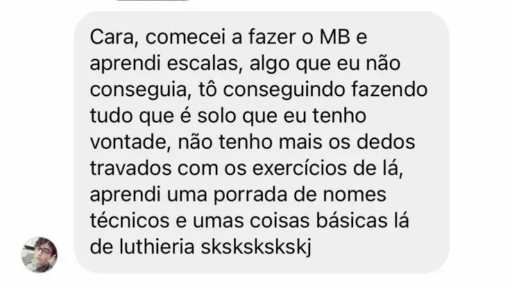 Mensagem real de aluno de Marcelo Barbosa sobre o curso