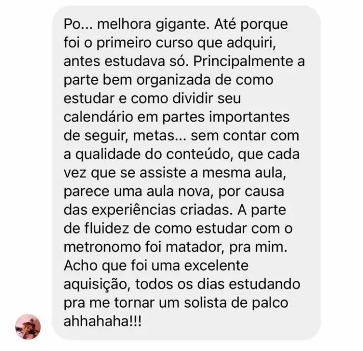 Mensagem real de aluno de Marcelo Barbosa sobre o curso