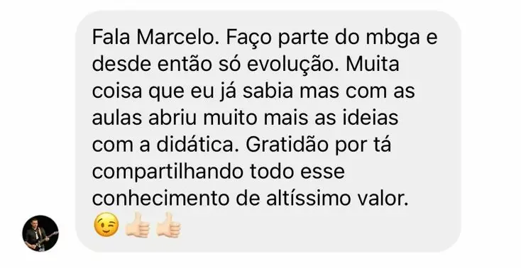Mensagem real de aluno de Marcelo Barbosa sobre o curso