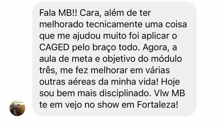 Mensagem real de aluno de Marcelo Barbosa sobre o curso
