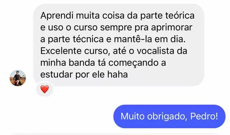 Mensagem real de aluno de Marcelo Barbosa sobre o curso